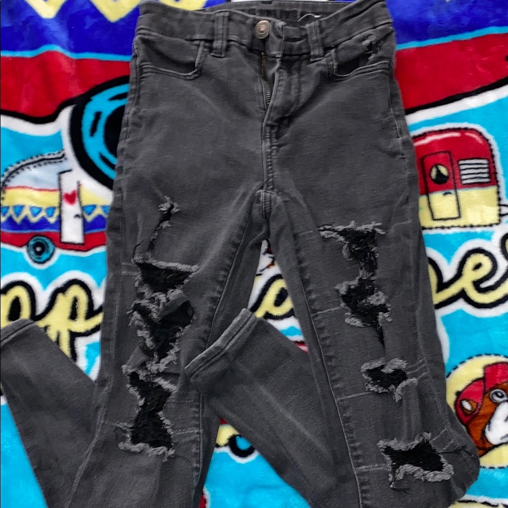 American Eagle Outfitters Black Distressed Skinny Jeans